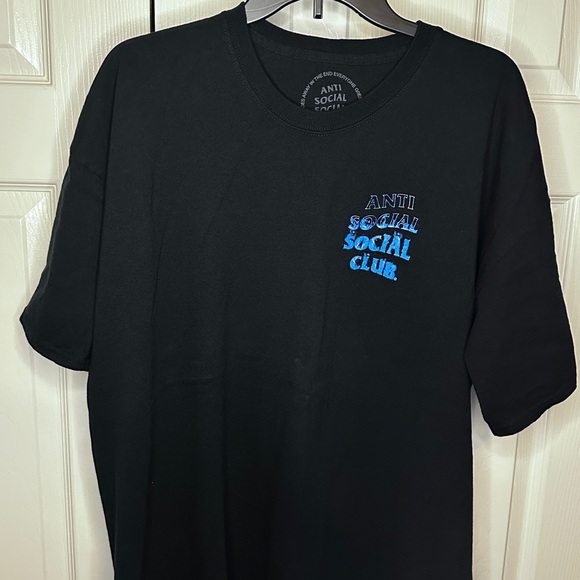 Anti Social Social Club Black Tee with Blue Graphics - Picture 2 of 3